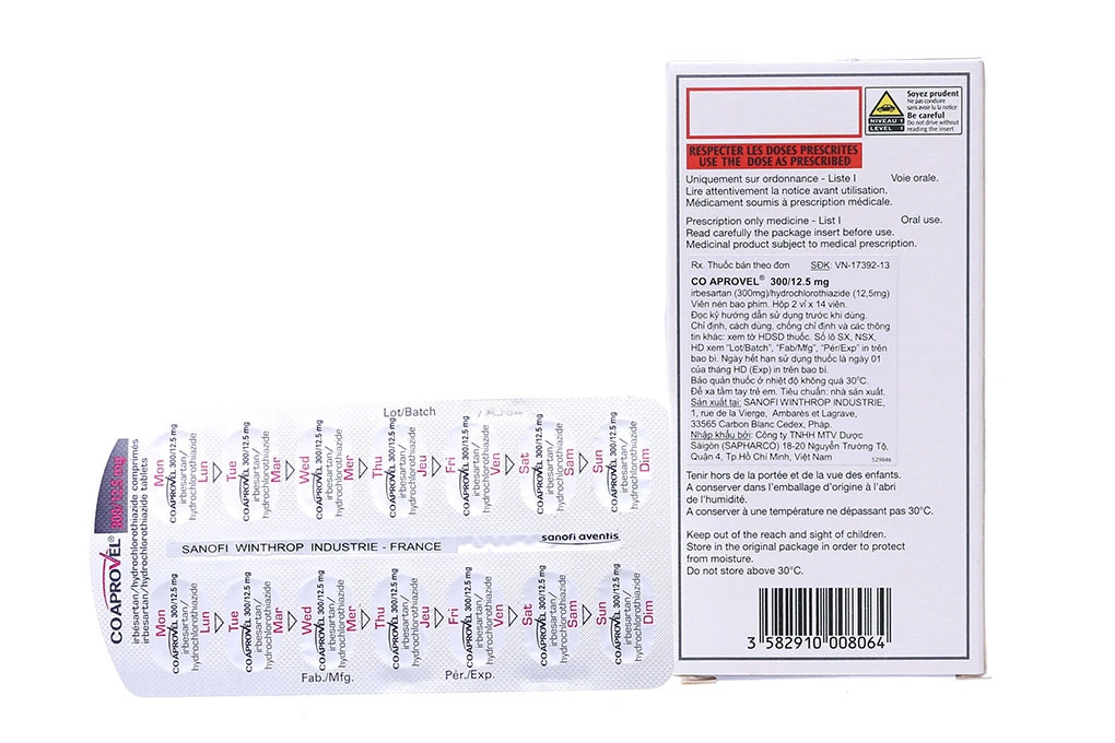 CoAprovel 300/12.5mg trị tăng huyết áp (2 vỉ x 14 viên) - 1