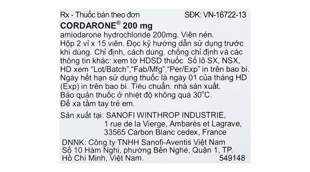 Cordarone 200mg trị loạn nhịp tim (2 vỉ x 15 viên) - 3