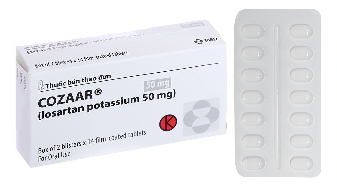 Cozaar 50mg trị tăng huyết áp, suy tim (2 vỉ x 14 viên) - 