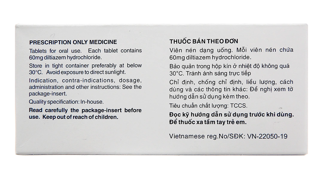 Herbesser 60 trị tăng huyết áp, đau thắt ngực (10 vỉ x 10 viên) - 2