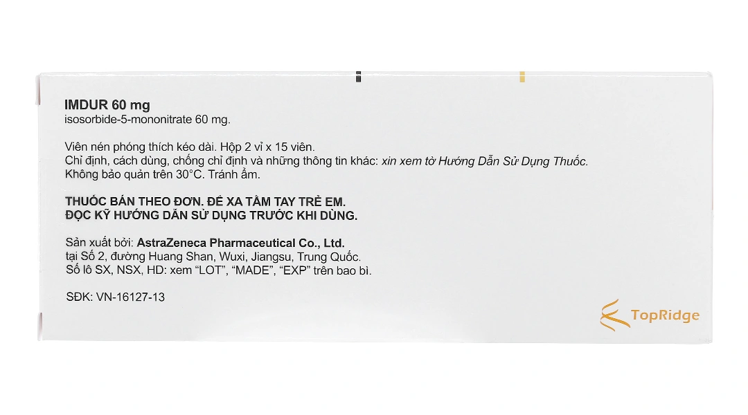 Imdur 60mg dự phòng trị đau thắt ngực (2 vỉ x 15 viên) - 1