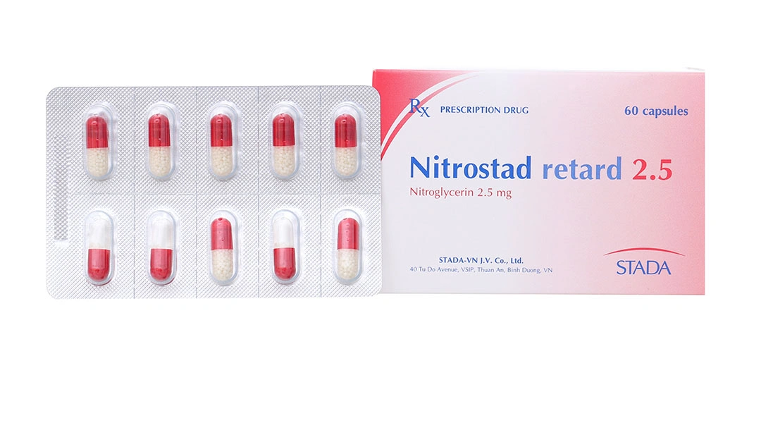 Nitrostad Retard 2.5 trị đau thắt ngực (6 vỉ x 10 viên) - 