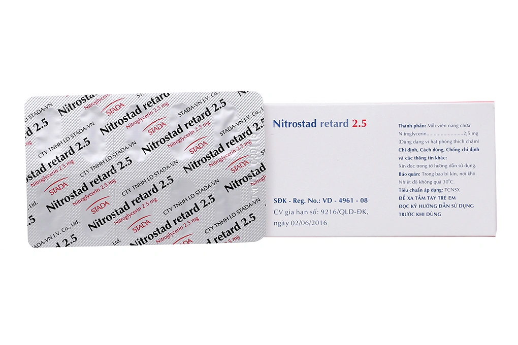 Nitrostad Retard 2.5 trị đau thắt ngực (6 vỉ x 10 viên) - 1