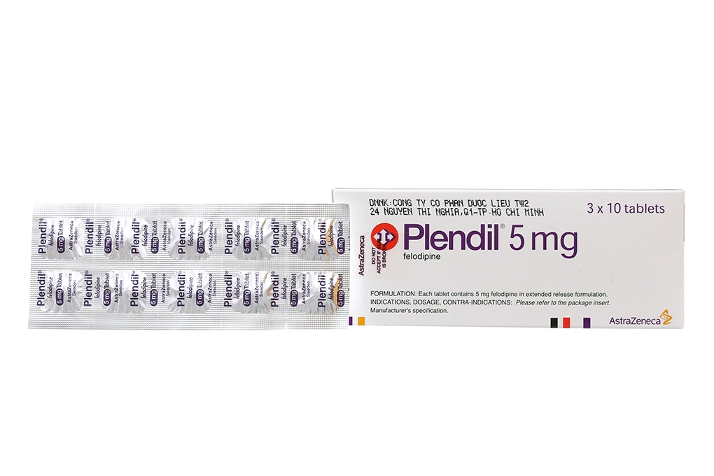 Plendil 5mg trị tăng huyết áp, đau thắt ngực (3 vỉ x 10 viên) - 