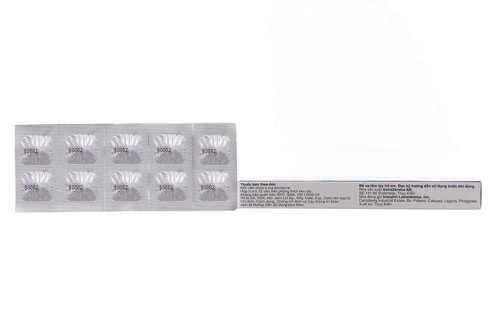 Plendil 5mg trị tăng huyết áp, đau thắt ngực (3 vỉ x 10 viên) - 1