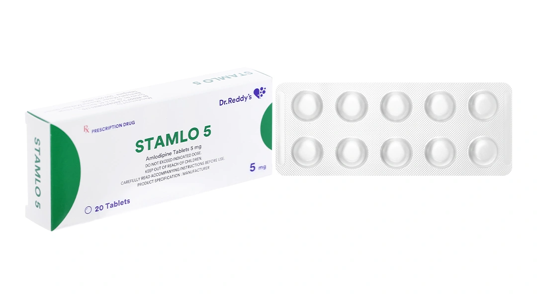 Stamlo 5 trị tăng huyết áp và thiếu máu cục bộ cơ tim (2 vỉ x 10 viên) - 