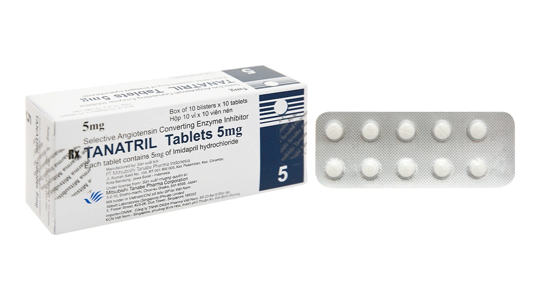Tanatril Tablets 5mg trị tăng huyết áp (10 vỉ x 10 viên) - 