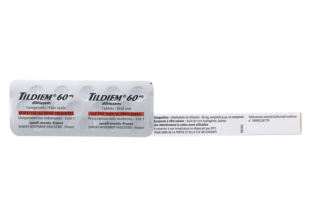 Tildiem 60mg trị đau thắt ngực (2 vỉ x 15 viên) - 1