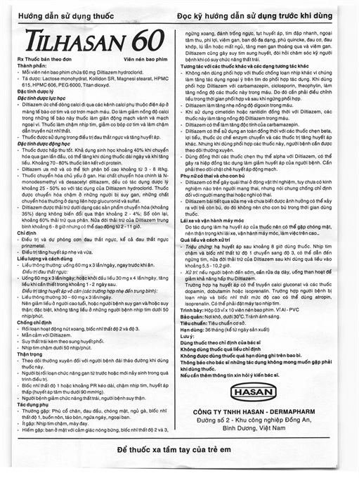 Tilhasan 60 trị tăng huyết áp, đau thắt ngực (3 vỉ x 10 viên) - 3