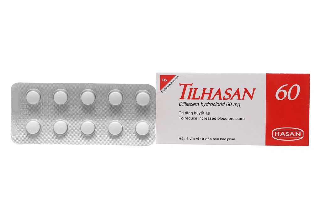 Tilhasan 60 trị tăng huyết áp, đau thắt ngực (3 vỉ x 10 viên) - 