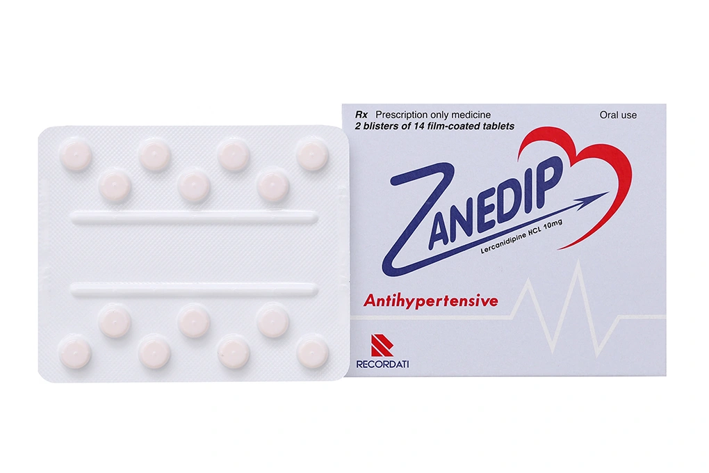 Zanedip 10mg trị tăng huyết áp vô căn từ nhẹ đến vừa (2 vỉ x 14 viên) - 