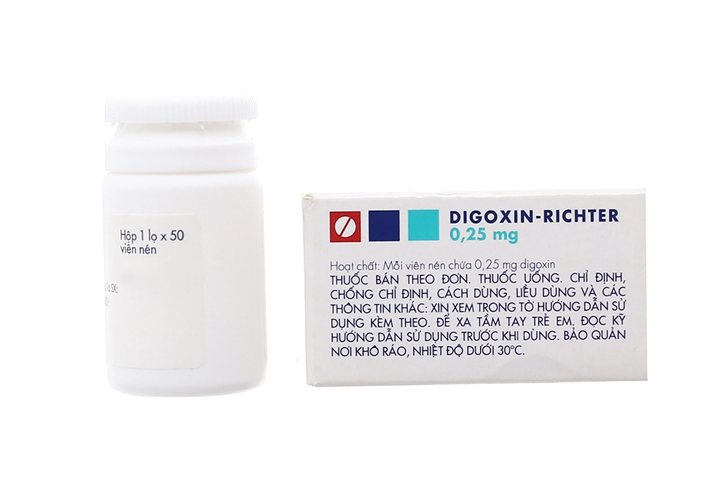 Digoxin-Richter 0.25mg trị suy tim, loạn nhịp chai 50 viên - 1