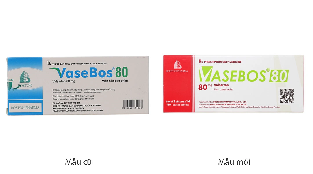 Vasebos 80 điều trị tăng huyết áp, suy tim (2 vỉ x 14 viên) - 