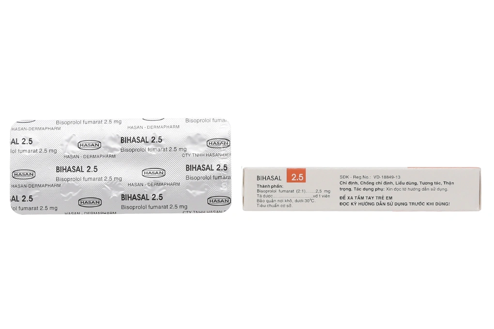 Bihasal 2.5 trị tăng huyết áp, đau thắt ngực, suy tim (3 vỉ x 10 viên) - 1