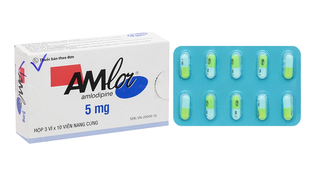 Amlor 5mg trị tăng huyết áp, bệnh mạch vành, đau thắt ngực (3 vỉ x 10 viên) - 9