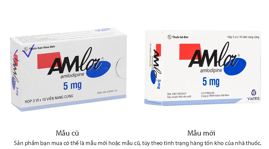 Amlor 5mg trị tăng huyết áp, bệnh mạch vành, đau thắt ngực (3 vỉ x 10 viên) - 