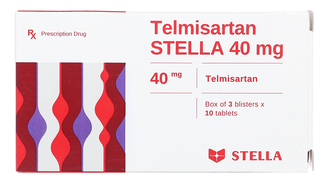 Telmisartan Stella 40mg trị tăng huyết áp, phòng ngừa bệnh tim mạch (3 vỉ x 10 viên) - 1