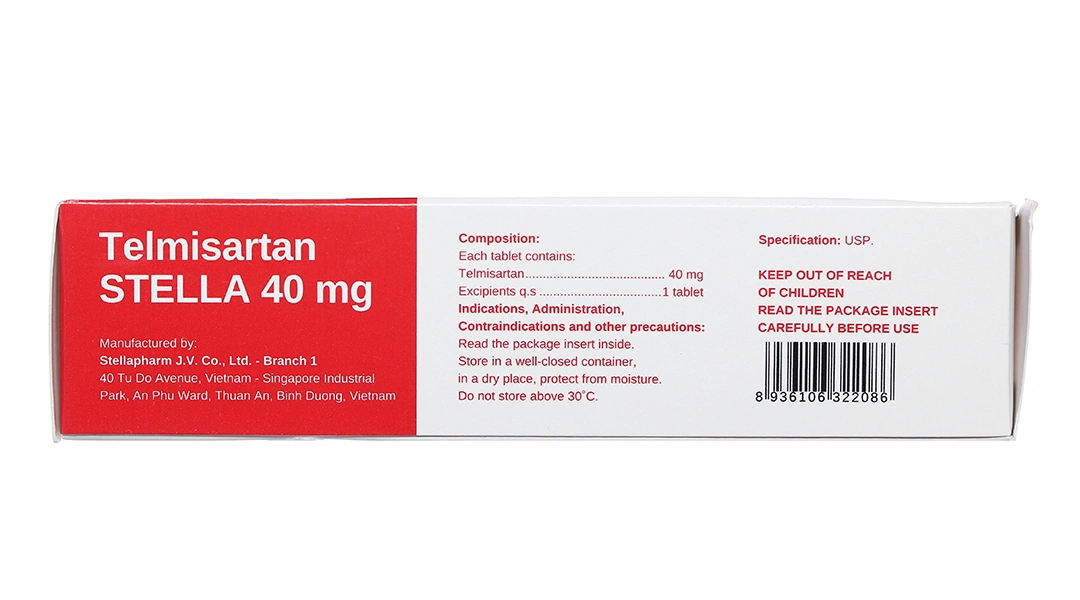 Telmisartan Stella 40mg trị tăng huyết áp, phòng ngừa bệnh tim mạch (3 vỉ x 10 viên) - 3
