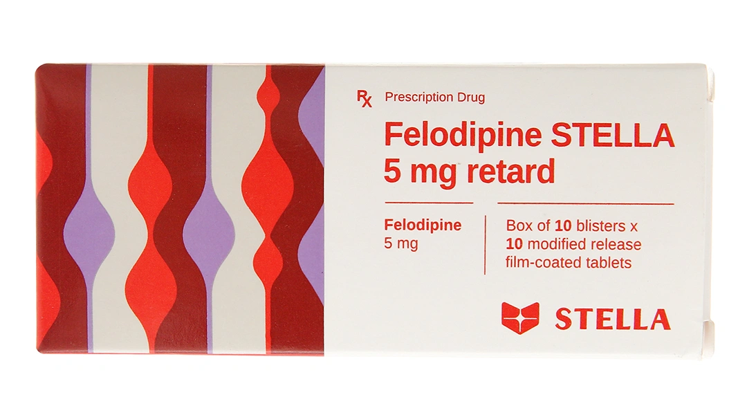 Felodipine Stella 5mg Retard trị tăng huyết áp, phòng đau thắt ngực (10 vỉ x 10 viên) - 1