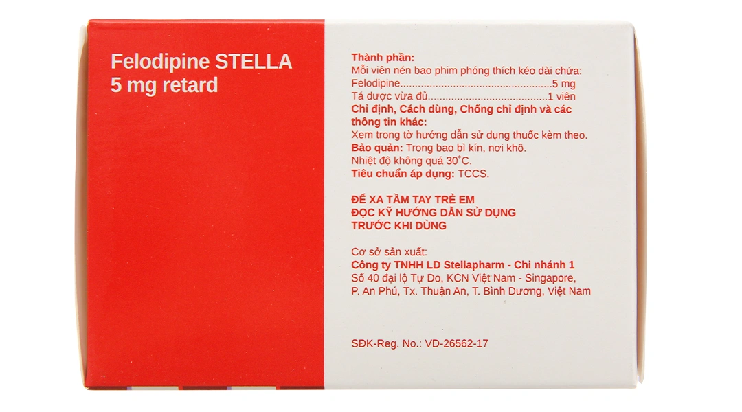 Felodipine Stella 5mg Retard trị tăng huyết áp, phòng đau thắt ngực (10 vỉ x 10 viên) - 2