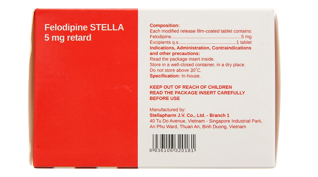 Felodipine Stella 5mg Retard trị tăng huyết áp, phòng đau thắt ngực (10 vỉ x 10 viên) - 3