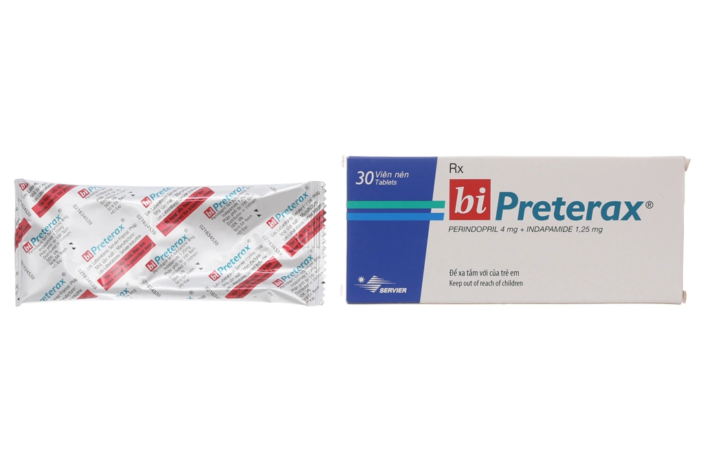 Bi Preterax 4mg/1.25mg trị tăng huyết áp (1 vỉ x 30 viên) - 