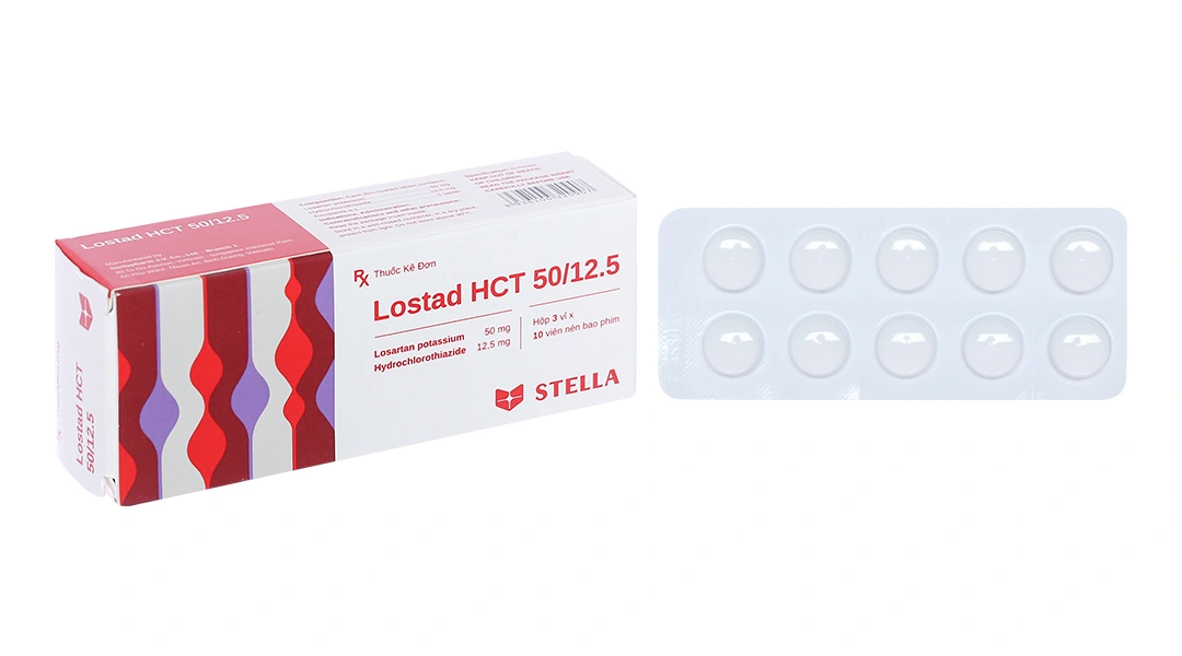 Lostad HCT 50/12.5 trị tăng huyết áp (3 vỉ x 10 viên) - 