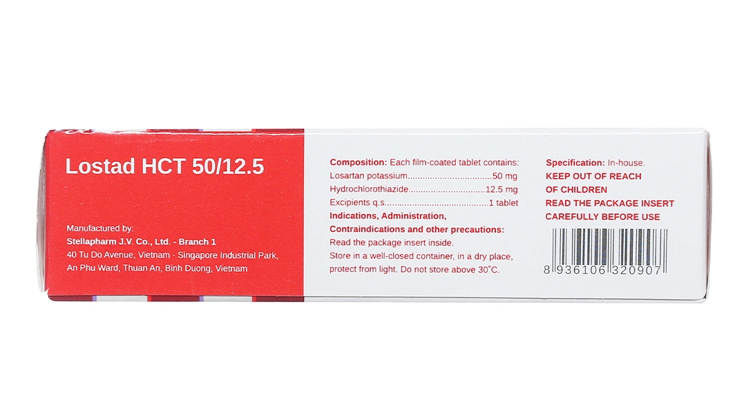 Lostad HCT 50/12.5 trị tăng huyết áp (3 vỉ x 10 viên) - 3