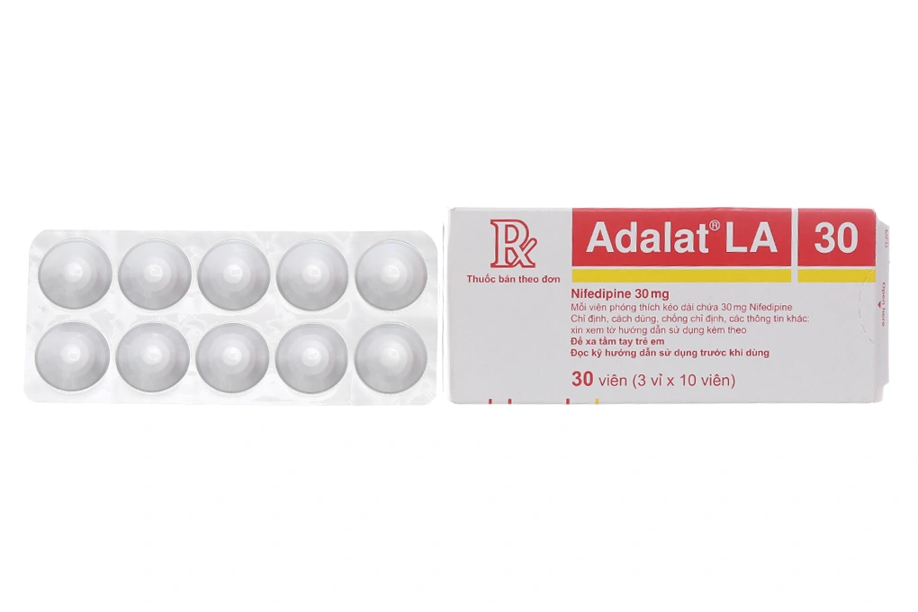 Adalat LA 30 trị tăng huyết áp, đau thắt ngực (3 vỉ x 10 viên) - 