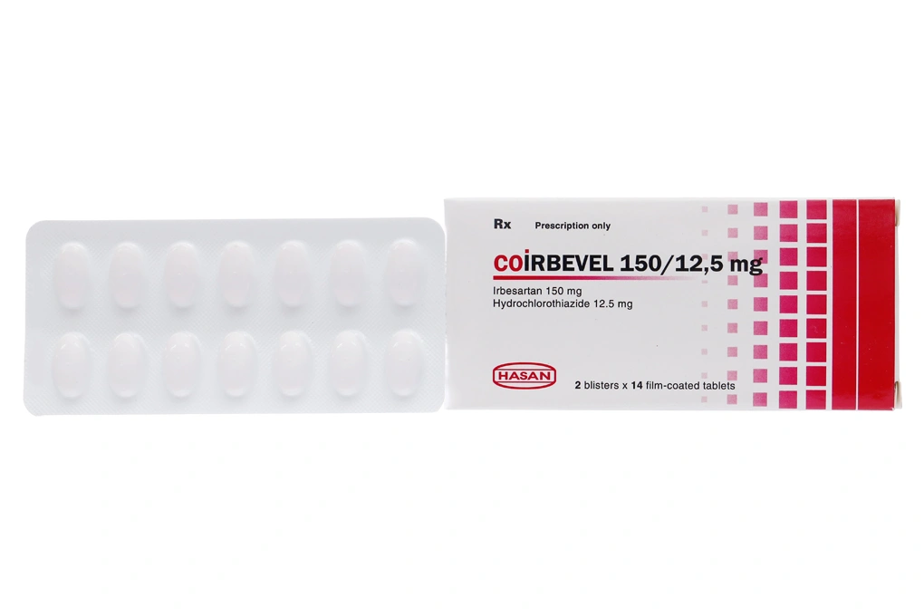 Coirbevel 150/12.5mg trị tăng huyết áp (2 vỉ x 14 viên) - 