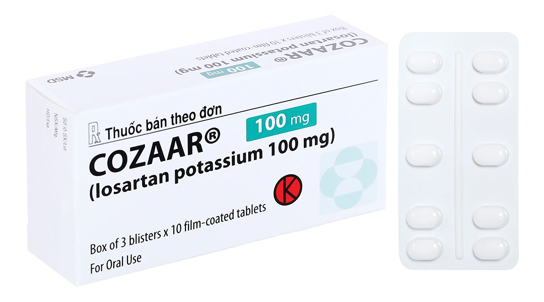 Cozaar 100mg trị tăng huyết áp, suy tim (3 vỉ x 10 viên) - 