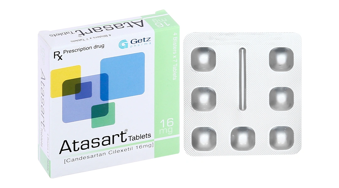 Atasart Tablets 16mg trị tăng huyết áp (4 vỉ x 7 viên) - 
