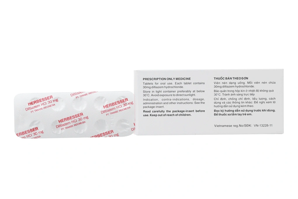 Herbesser 30mg trị tăng huyết áp, đau thắt ngực (10 vỉ x 10 viên) - 2