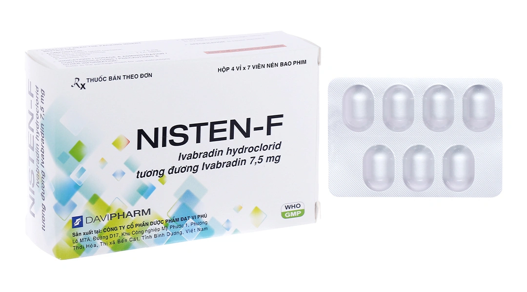 Nisten-F 7.5mg trị đau thắt ngực, bệnh mạch vành (4 vỉ x 7 viên) - 