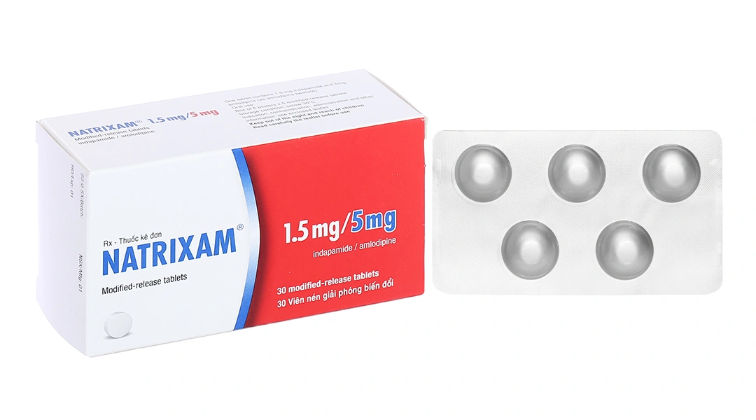 Natrixam 1.5mg/5mg trị tăng huyết áp (6 vỉ x 5 viên) - 
