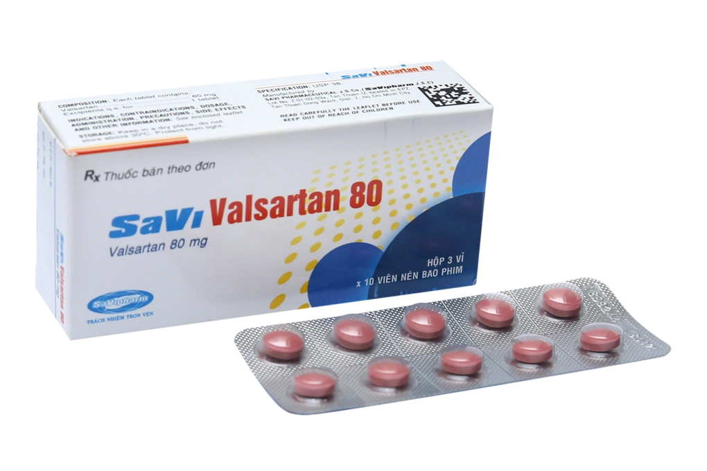 SaVi Valsartan 80 trị tăng huyết áp, suy tim (3 vỉ x 10 viên) - 