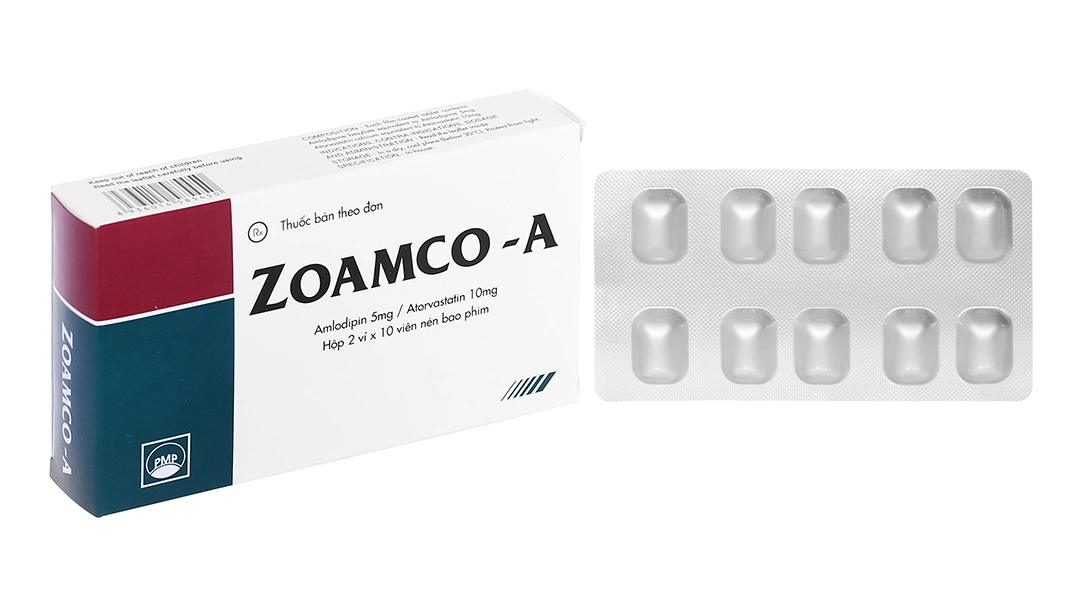 Zoamco-A 5mg/10mg trị tăng huyết áp và phòng đau thắt ngực ổn định (2 vỉ x 10 viên) - 