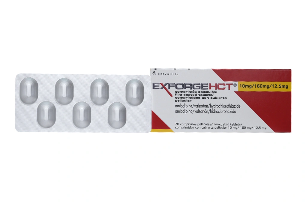 Exforge HCT 10mg/160mg/12.5mg trị tăng huyết áp (4 vỉ x 7 viên) - 1