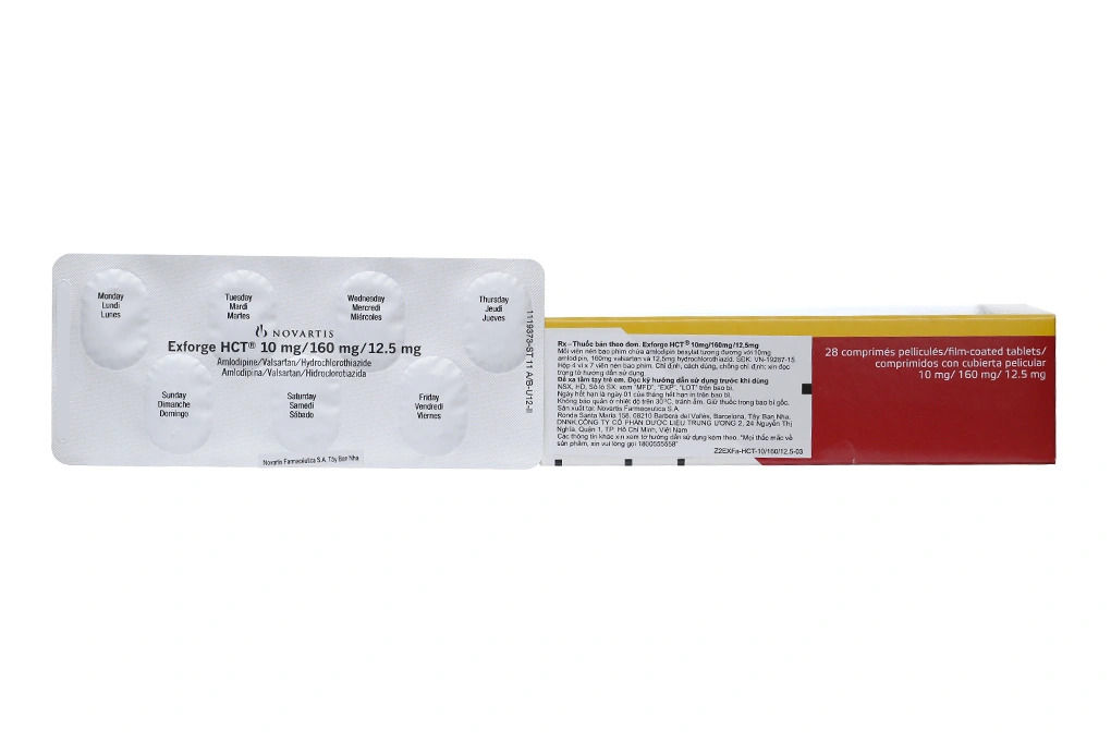 Exforge HCT 10mg/160mg/12.5mg trị tăng huyết áp (4 vỉ x 7 viên) - 2
