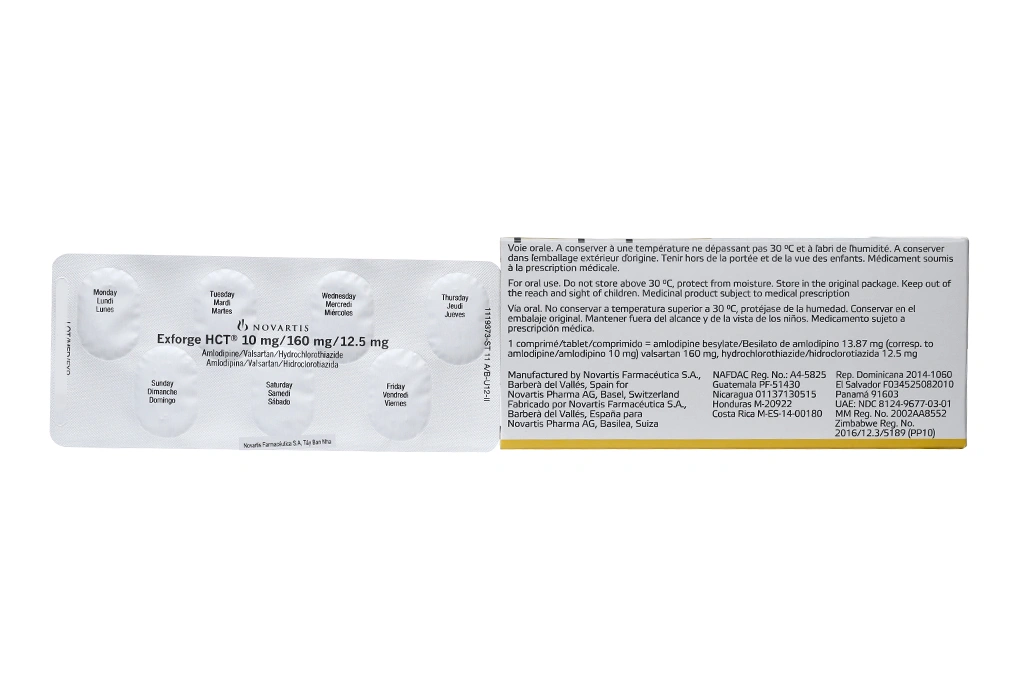Exforge HCT 10mg/160mg/12.5mg trị tăng huyết áp (4 vỉ x 7 viên) - 3