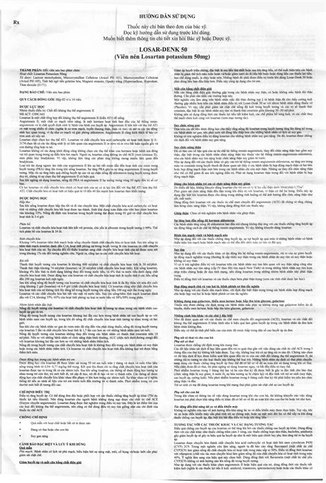 Losar-Denk 50 trị tăng huyết áp, suy tim (2 vỉ x 14 viên) - 5