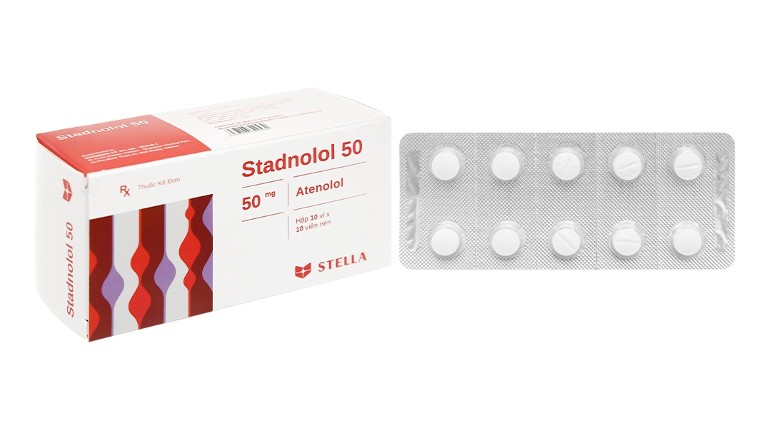 Stadnolol 50 trị tăng huyết áp, đau thắt ngực (10 vỉ x 10 viên) - 