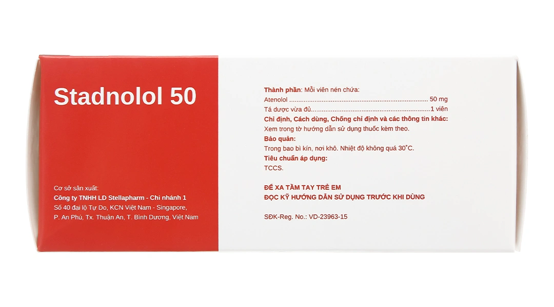 Stadnolol 50 trị tăng huyết áp, đau thắt ngực (10 vỉ x 10 viên) - 2