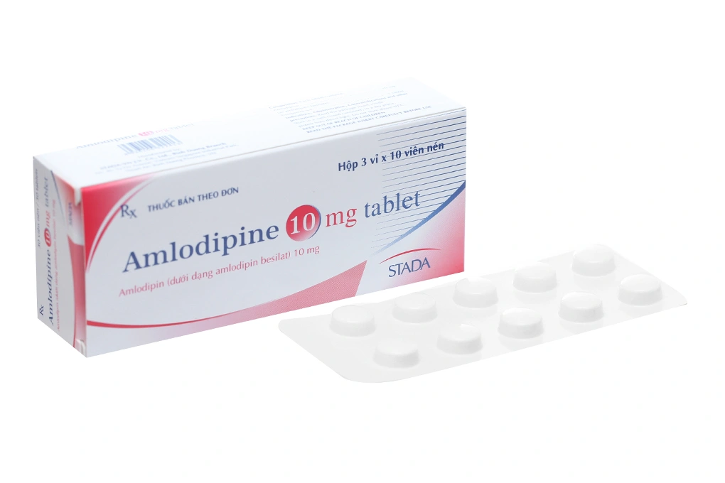 Amlodipine 10mg Tablet Stada trị tăng huyết áp, đau thắt ngực (3 vỉ x 10 viên) - 