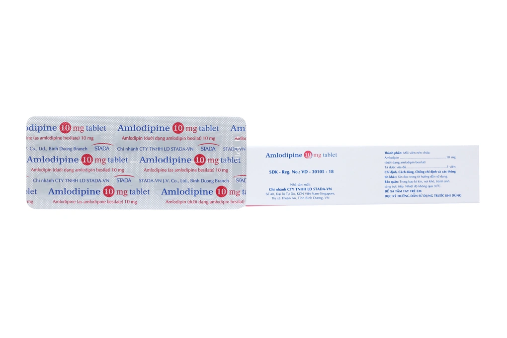 Amlodipine 10mg Tablet Stada trị tăng huyết áp, đau thắt ngực (3 vỉ x 10 viên) - 2