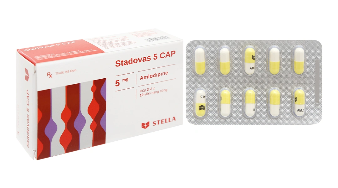 Stadovas 5 Cap trị tăng huyết áp, đau thắt ngực (3 vỉ x 10 viên) - 