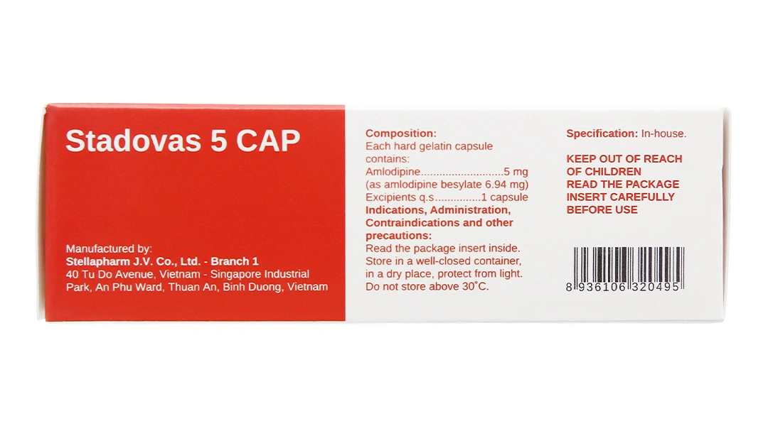 Stadovas 5 Cap trị tăng huyết áp, đau thắt ngực (3 vỉ x 10 viên) - 3