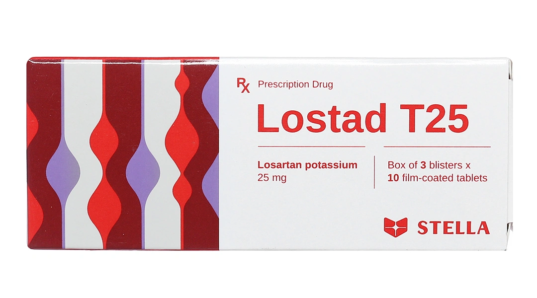 Lostad T25 trị tăng huyết áp, suy tim, nhồi máu cơ tim (3 vỉ x 10 viên) - 2