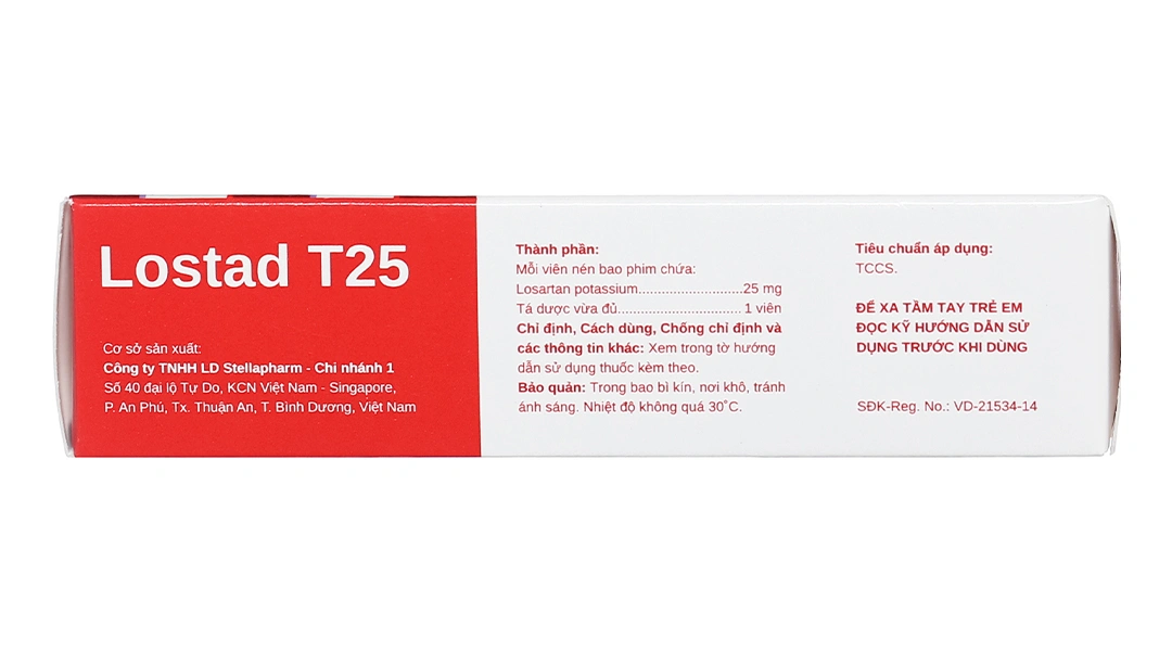 Lostad T25 trị tăng huyết áp, suy tim, nhồi máu cơ tim (3 vỉ x 10 viên) - 3