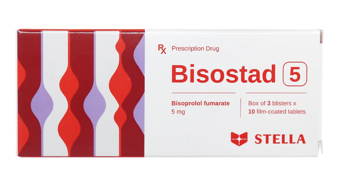 Bisostad 5 trị tăng huyết áp, đau thắt ngực, suy tim (3 vỉ x 10 viên) - 1